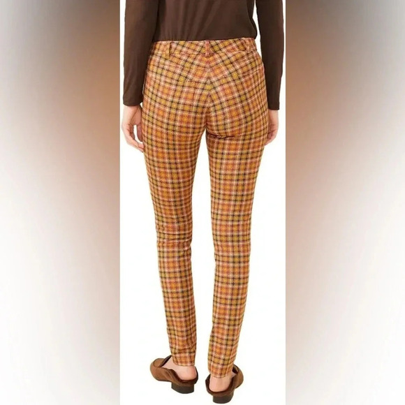 J.McLaughlin Becca Legging Brown Gold Burgundy Plaid Size 8 NWT - Picture 2 of 8